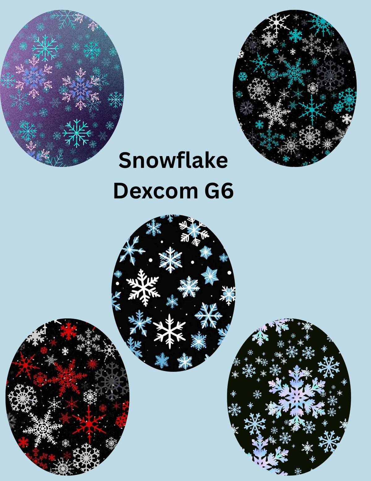 Snowflake CGM Cover Patches, Variety Pack of 5