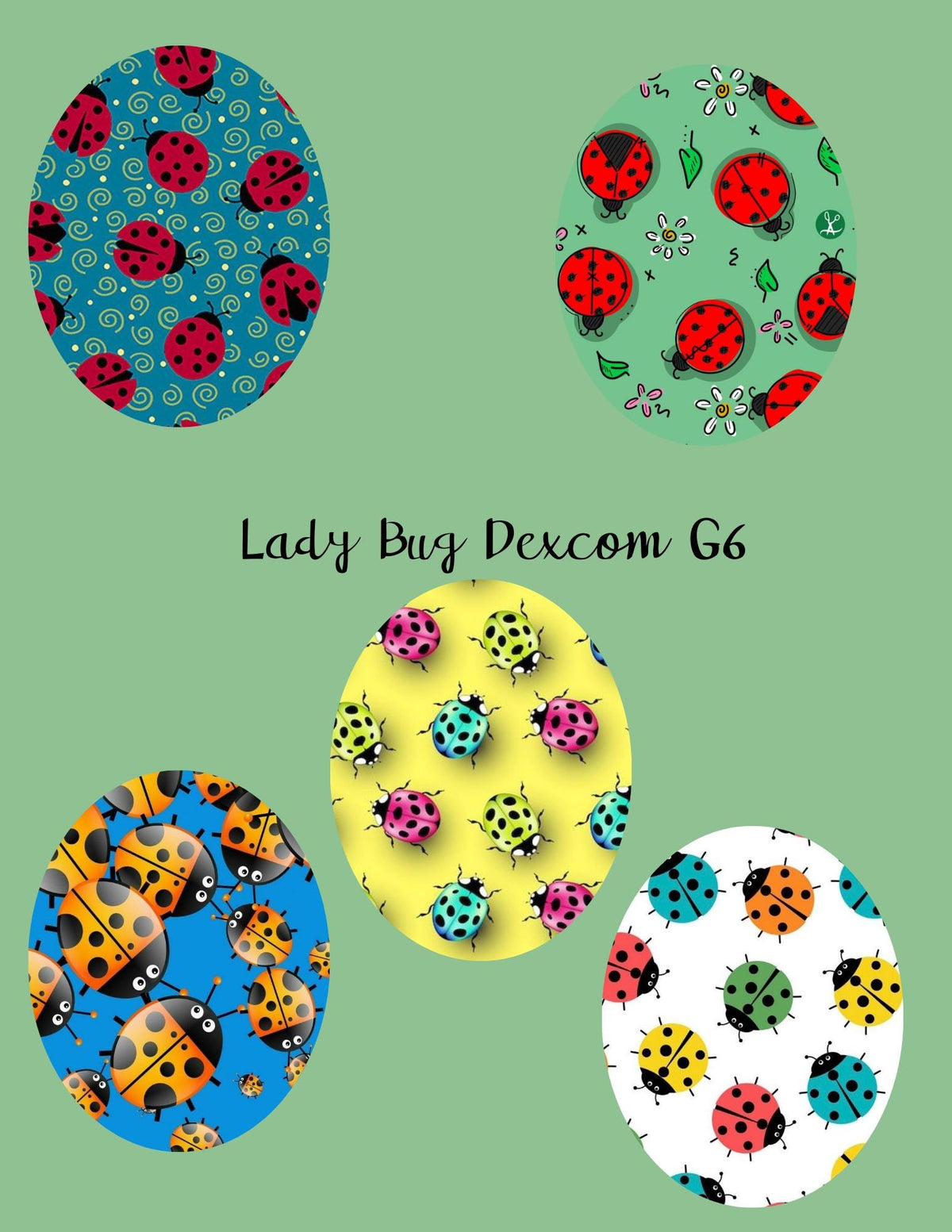 Ladybug Dexcom G7/G6, Libre CGM Cover Patches, Style Pack of 5