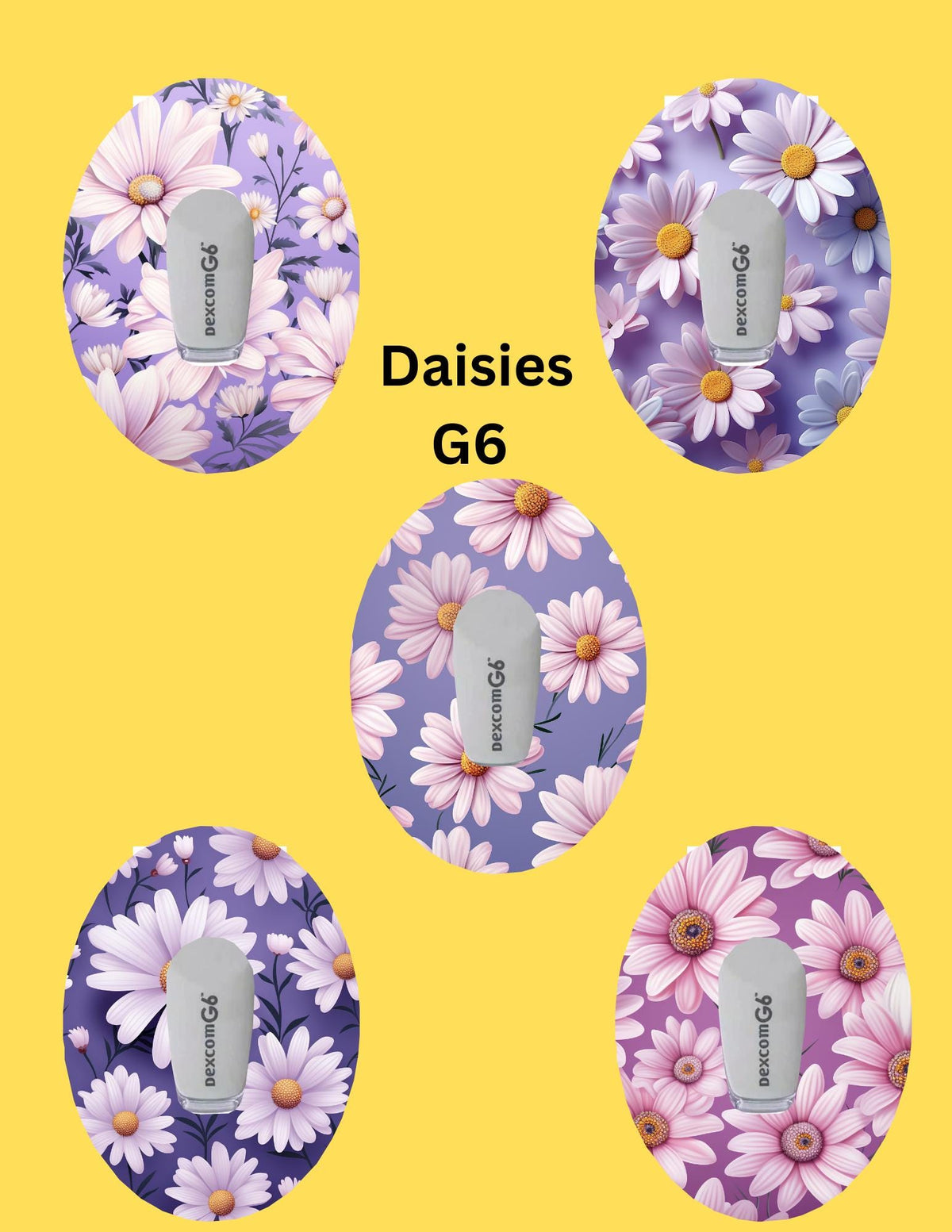 Daisy CGM Stickers, Dexcom G7/Libre Patches, Style Pack of 5