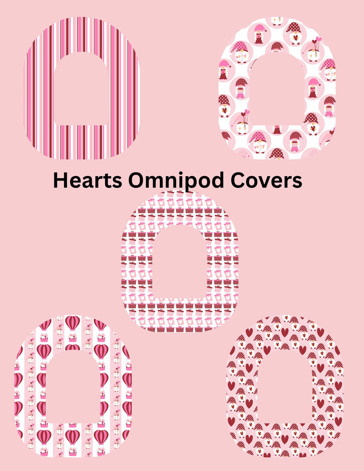 Omnipod Cover Hearts Theme Style Pack of 5
