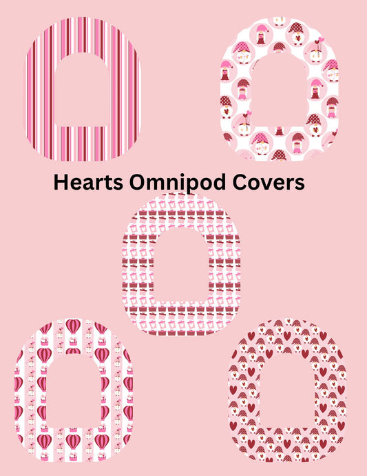 Omnipod Cover Hearts Theme Style Pack of 5
