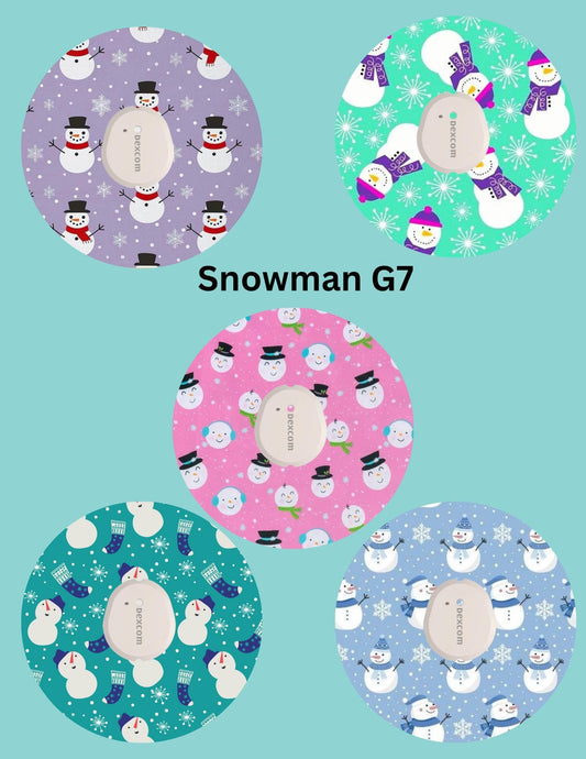 Snowman Dexcom G7 CGM Cover Patches, Themed Pack of 5