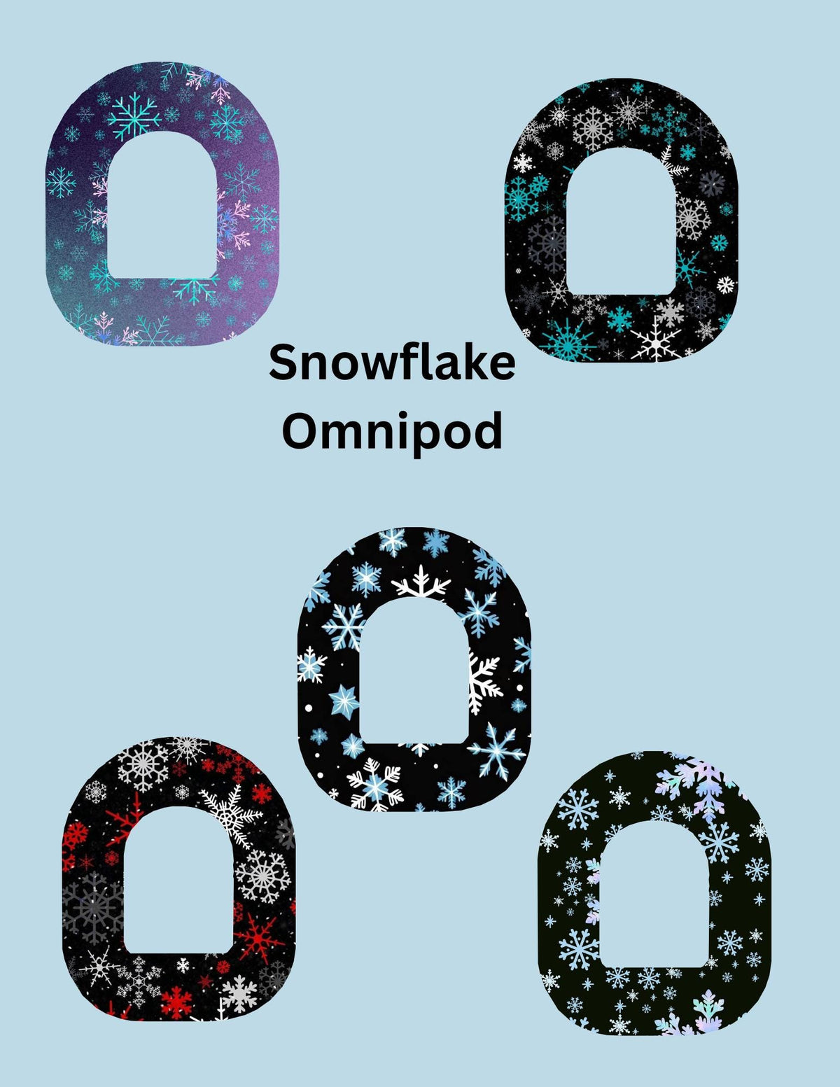 Snowflake CGM Cover Patches, Variety Pack of 5