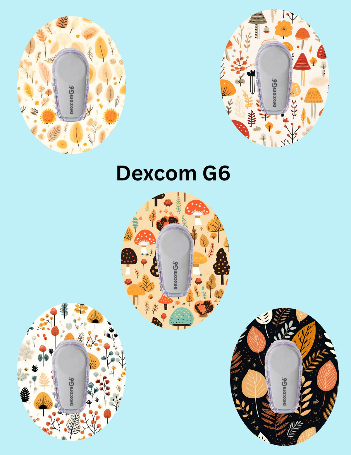 Boho Fall CGM Covers, Dexcom G7, G6, Libre 2, 3, Omnipod, 5 Pack
