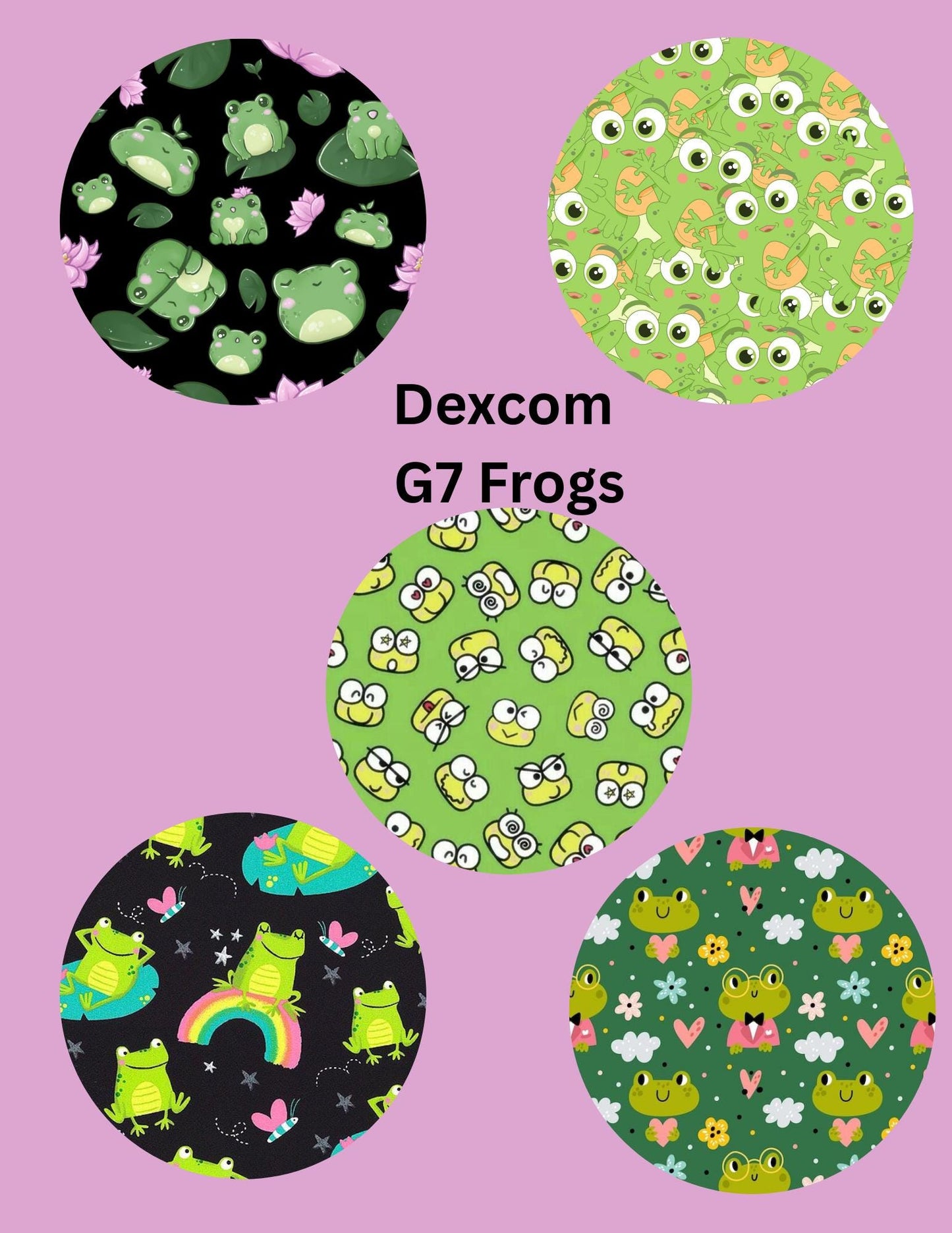 Frog Dexcom G7/Libre CGM Cover Patches, Style Pack of 5