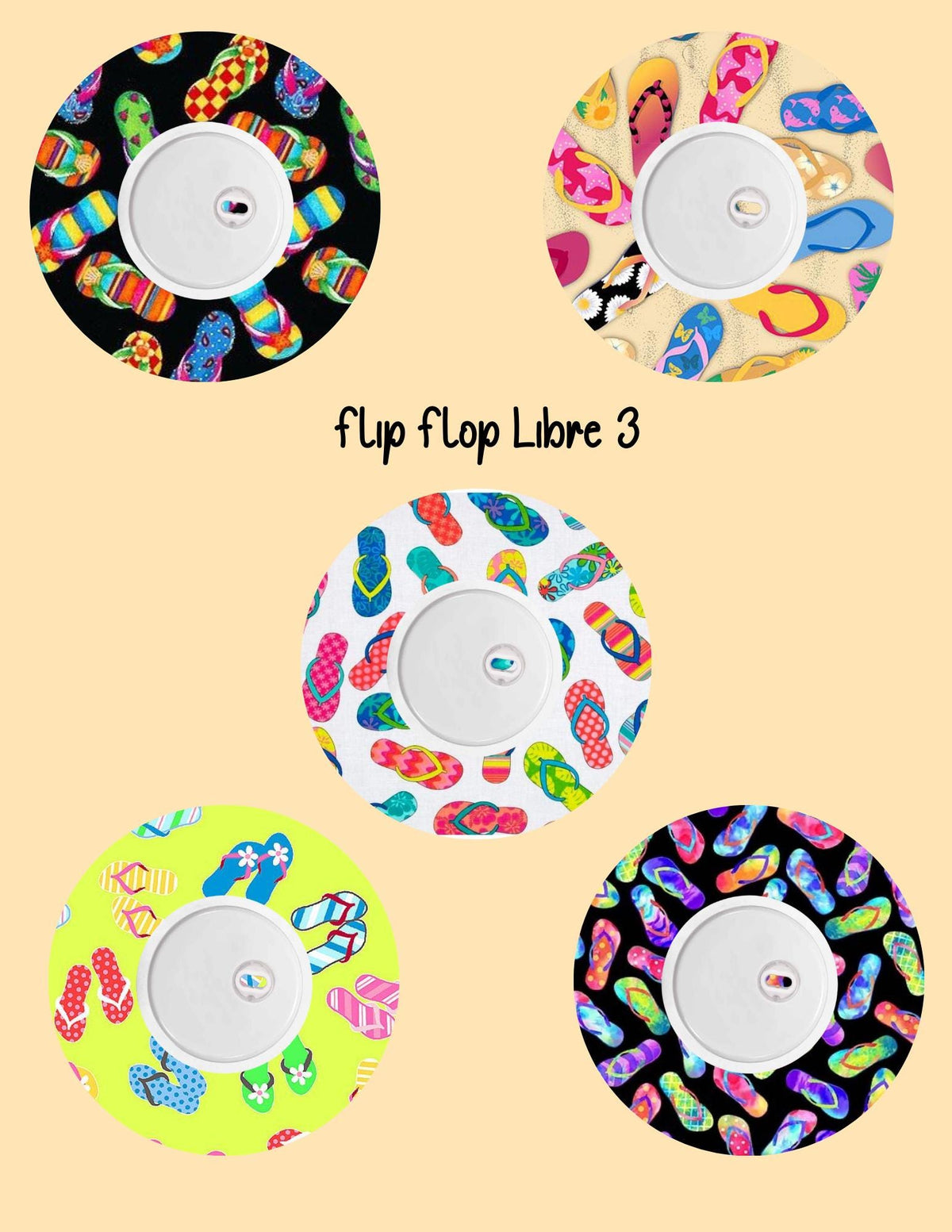 Flip Flop CGM Covers: Dexcom G7 G6, Libre 3 2 Pack of 5