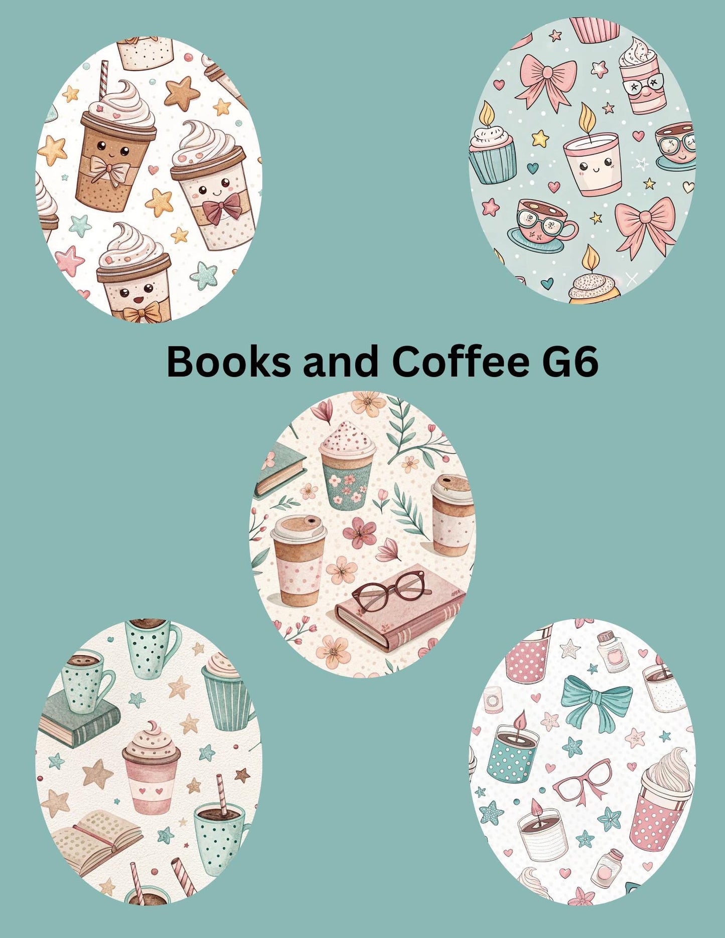 Books and Coffee CGM Patches, Dexcom G7, Libre 3, Omnipod Cover, Pack of 5