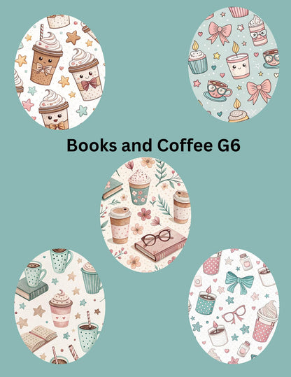 Books and Coffee CGM Patches, Dexcom G7, Libre 3, Omnipod Cover, Pack of 5