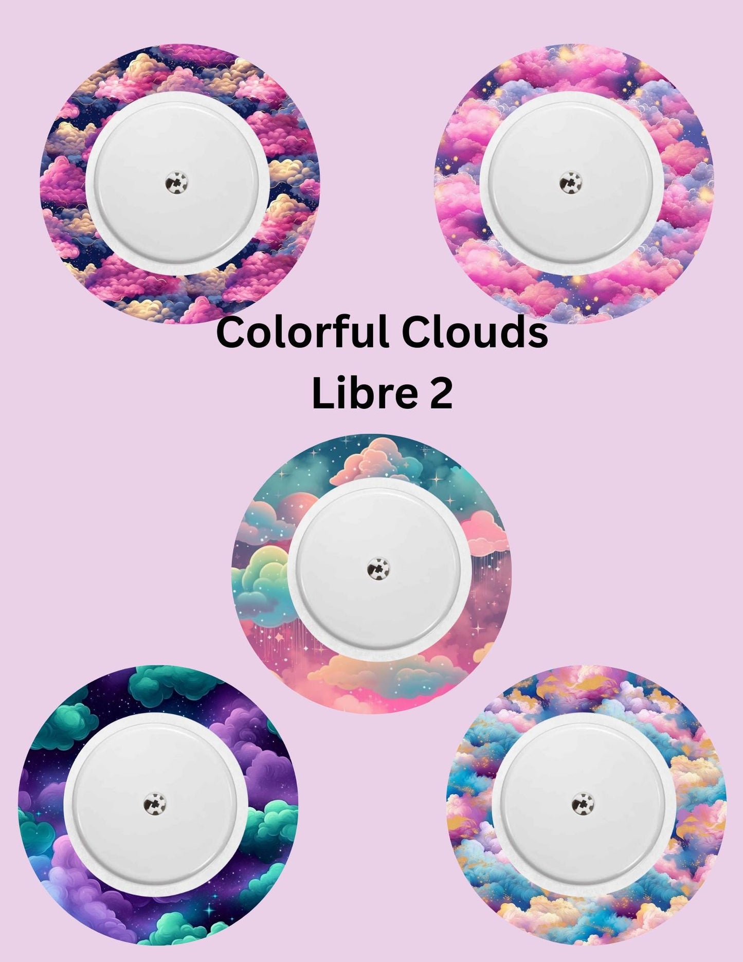 Colorful Clouds CGM Adhesive Patch, Dexcom G7/Libre/G6, Omnipod Cover - 5 Pack