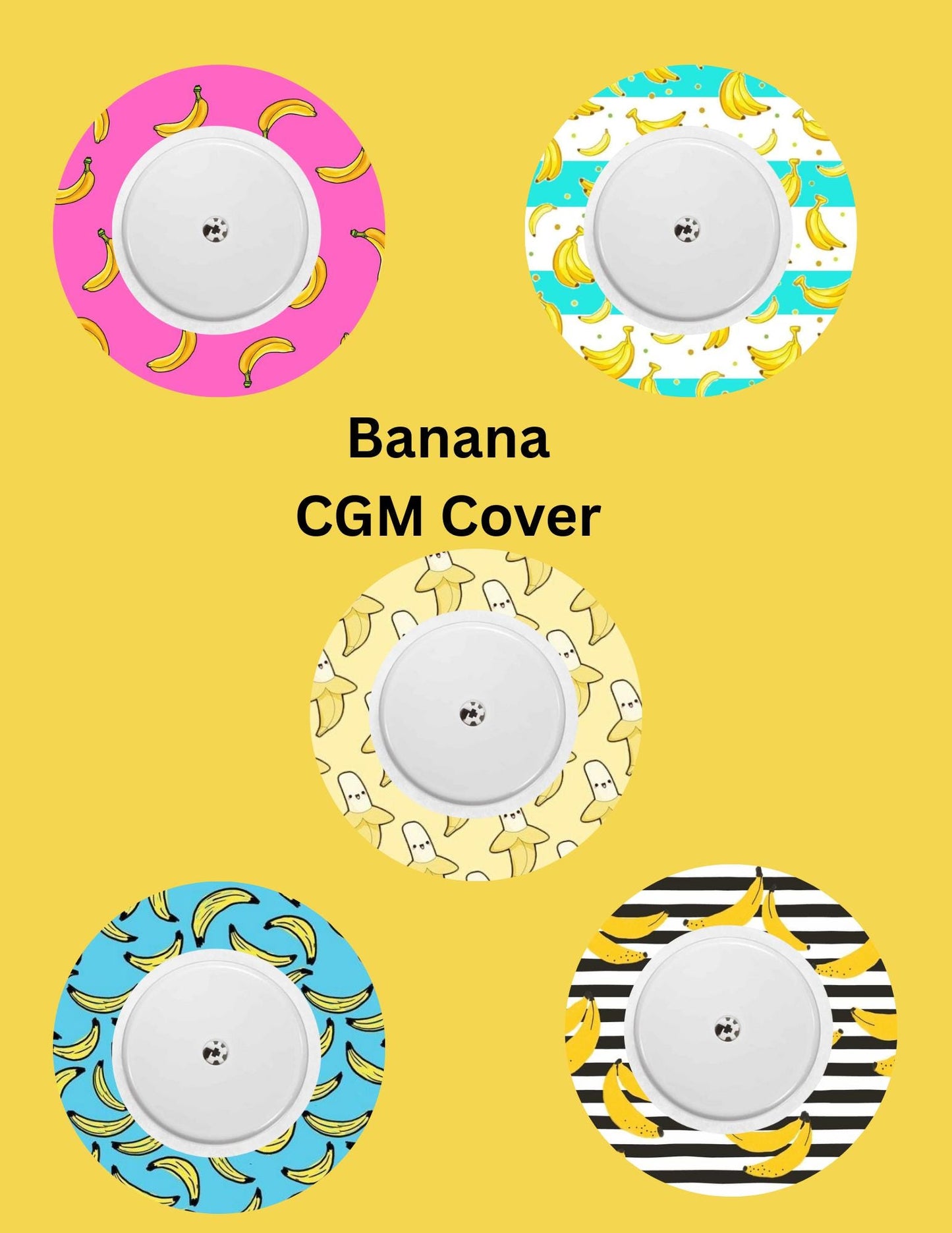 Banana CGM Cover Patches, Dexcom G7/Libre/G6, Omnipod, Pack of 5