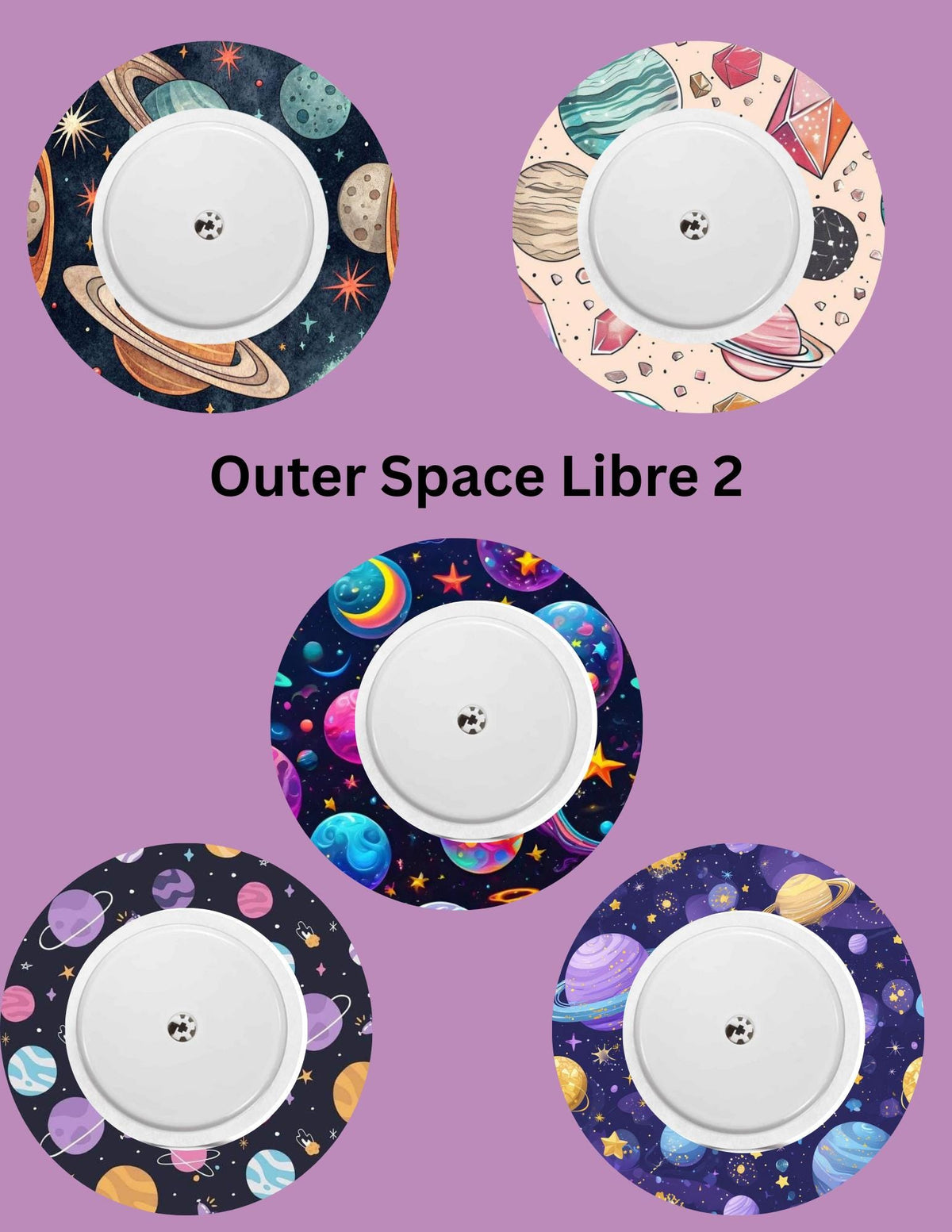 Outer Space CGM Patches: Dexcom G7/Libre/G6/Omnipod, Style Pack of 5