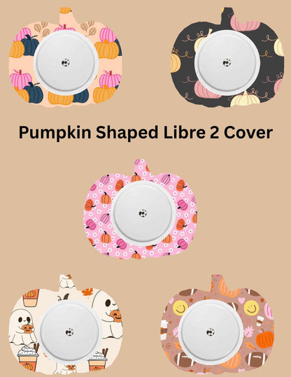 Pumpkin CGM Cover Patches, Dexcom G7, Libre, Halloween Style, 5 Pack