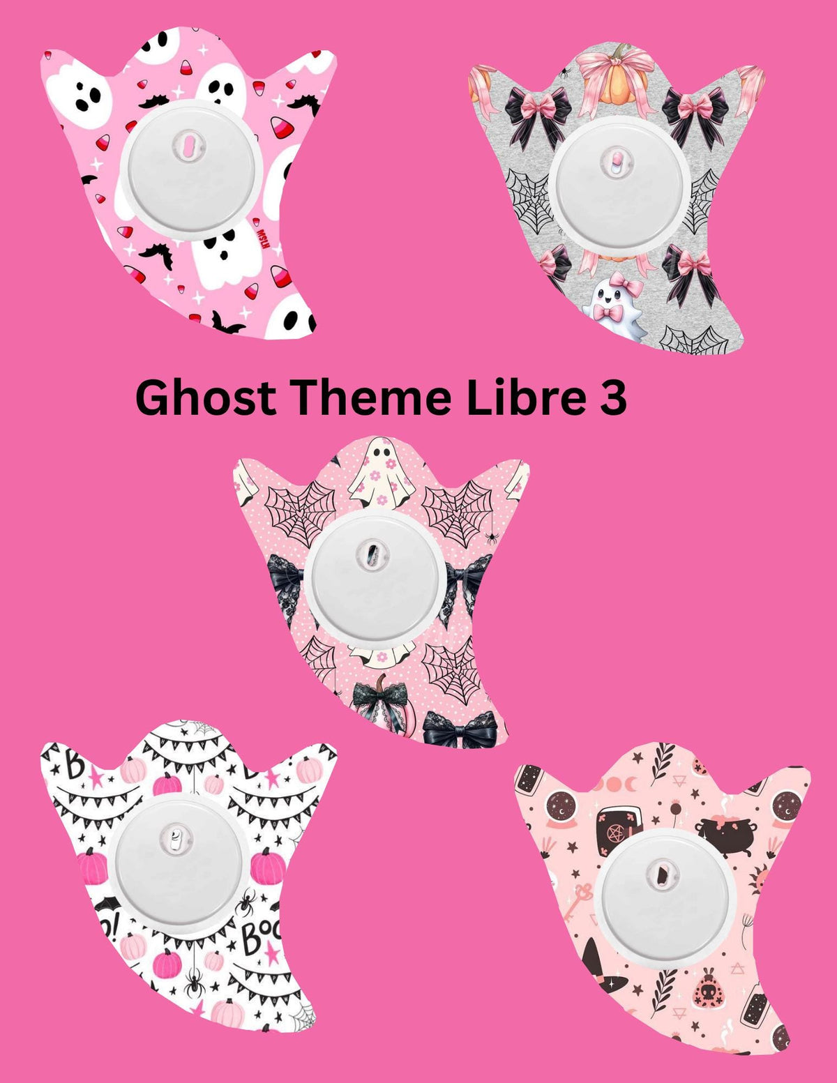 Dexcom G7 CGM Cover Patches, Ghost Theme Style, Pack of 5