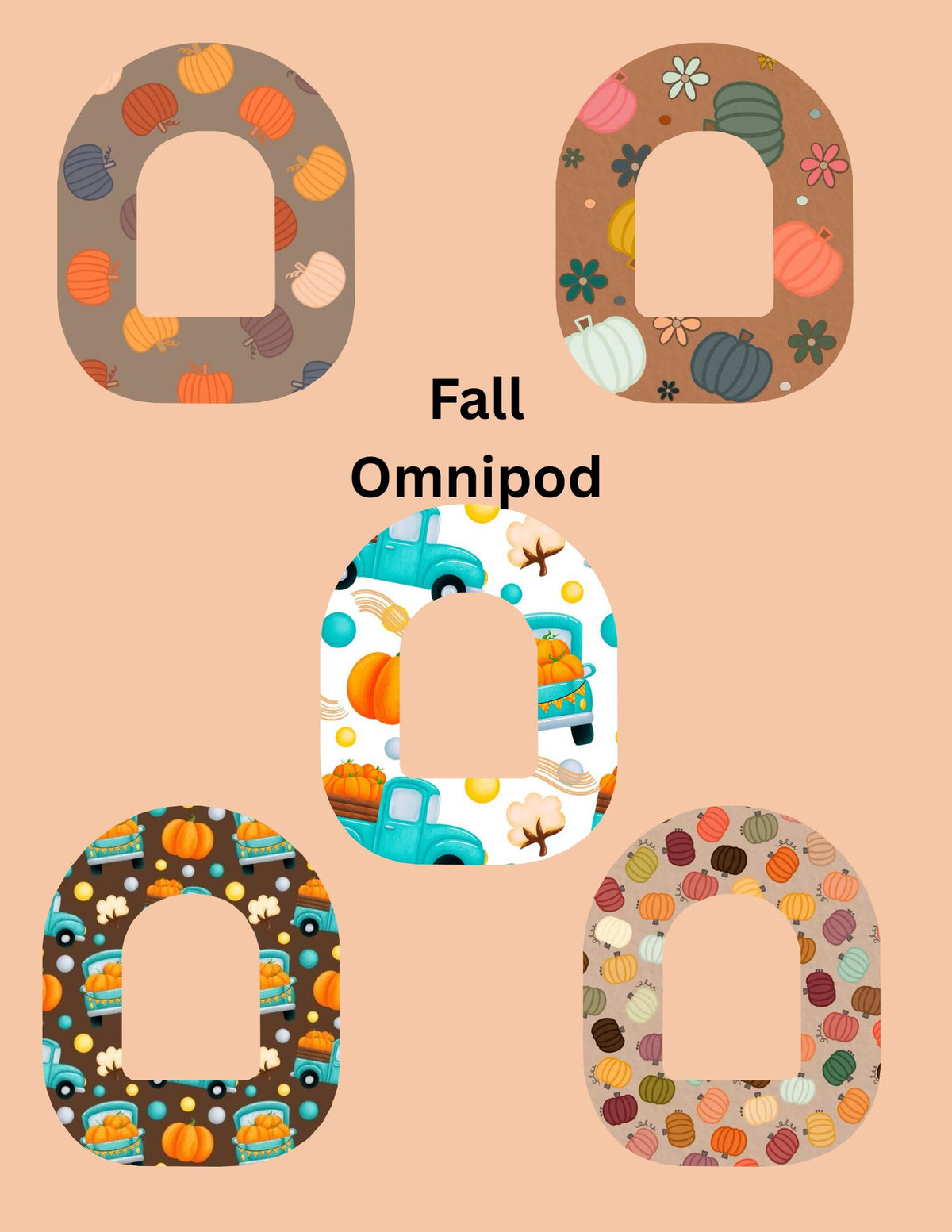 Fall CGM Patches: Dexcom G7/Libre/G6/Omnipod, Style Pack of 5
