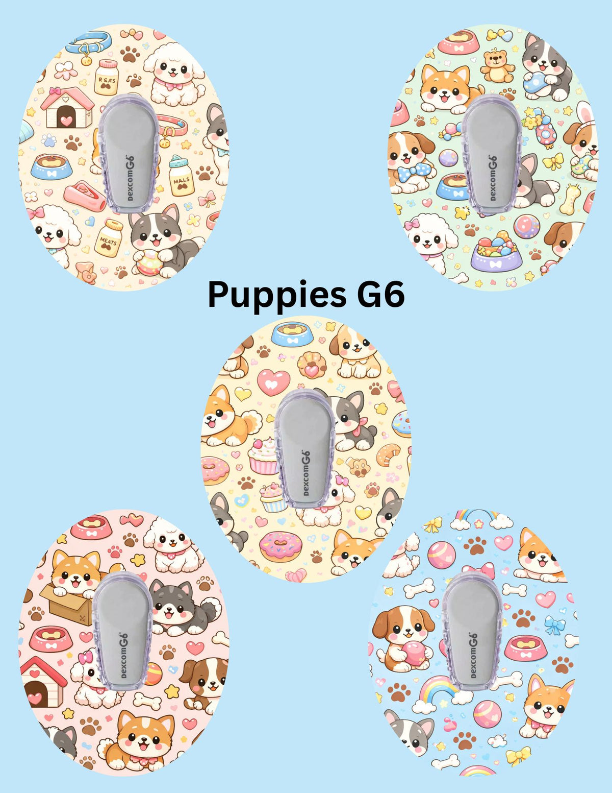 Puppies CGM Patches, Dexcom G7, Libre 3, Omnipod, Pack of 5