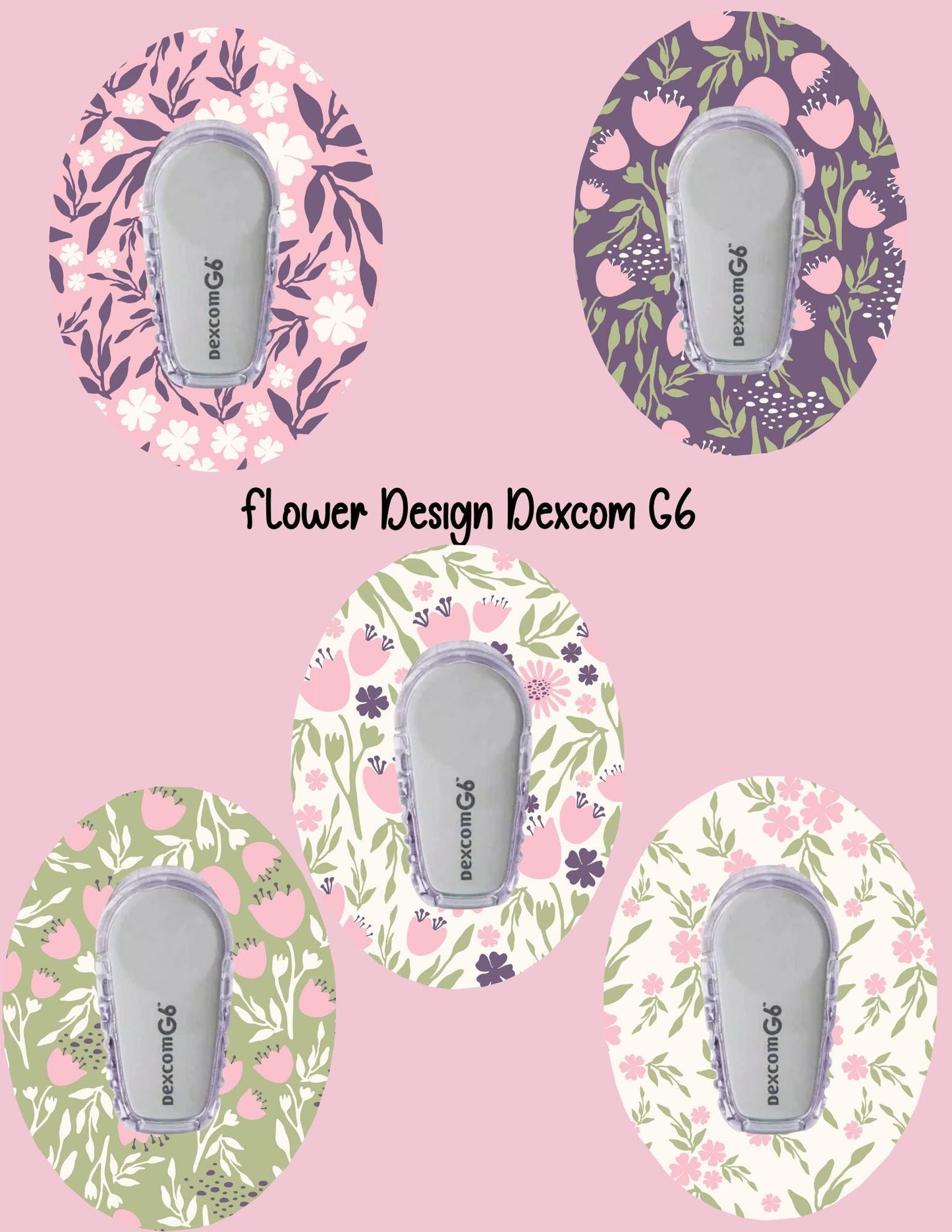 Floral Dexcom CGM Cover Patches, Flower Shape, Style Pack