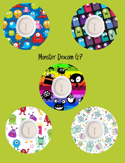 Dexcom G7 Dexcom G6 Libre 3, Libre 2 CGM Cover Patches Cute Monster Theme Style Pack of 5 with or without opening