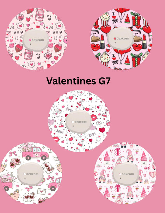 Valentines Day CGM Patches, Dexcom G7, Libre 3, Omnipod Cover, Pack of 5
