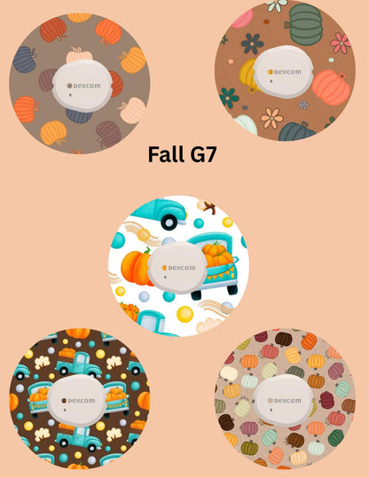 Fall CGM Patches: Dexcom G7/Libre/G6/Omnipod, Style Pack of 5