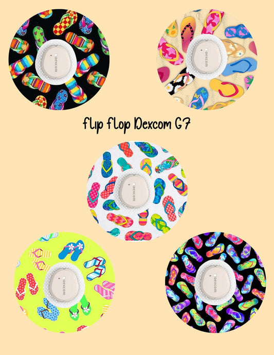 Flip Flop CGM Covers: Dexcom G7 G6, Libre 3 2 Pack of 5