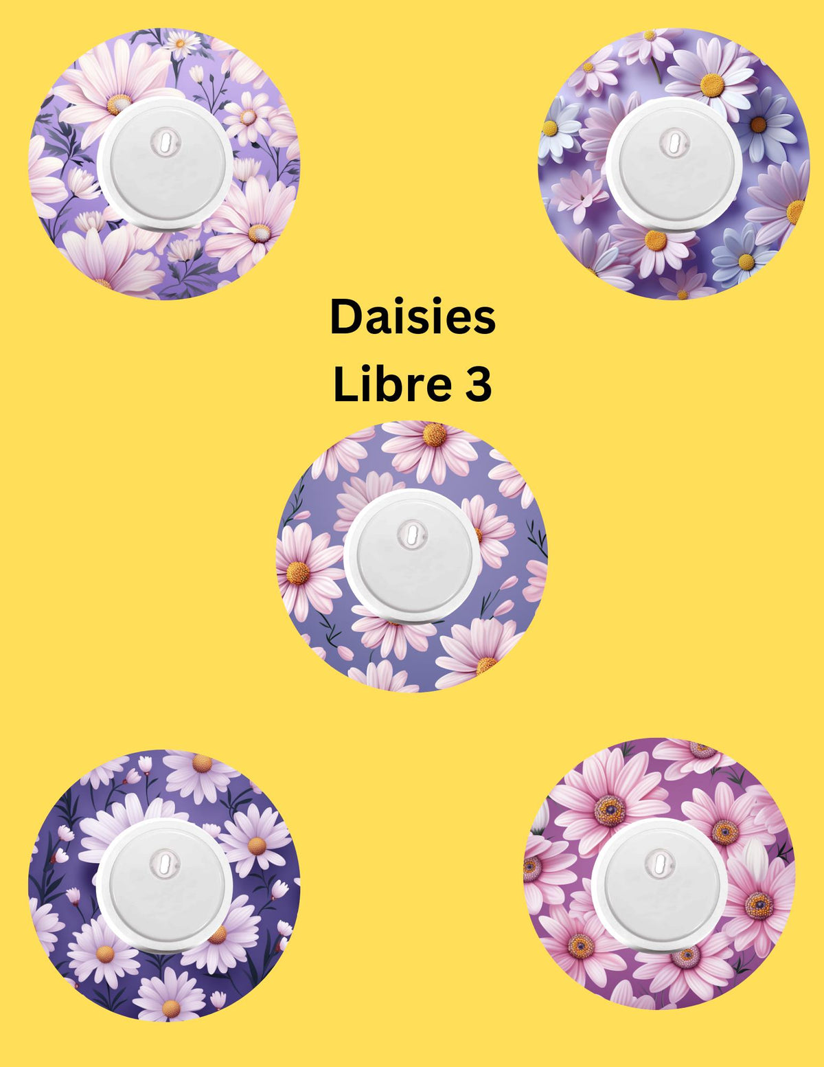 Daisy CGM Stickers, Dexcom G7/Libre Patches, Style Pack of 5