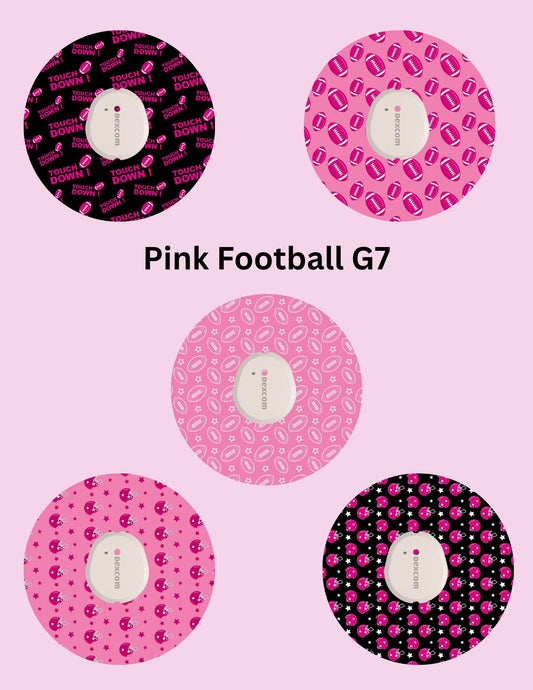 Pink Football CGM Covers, Dexcom G7, G6, Libre 2, 3, Omnipod, 5 Pack