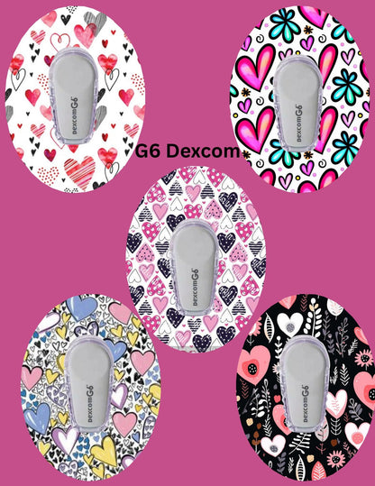 Heart CGM Patches: Dexcom G7/Libre/G6 Cover, Style Pack of 5