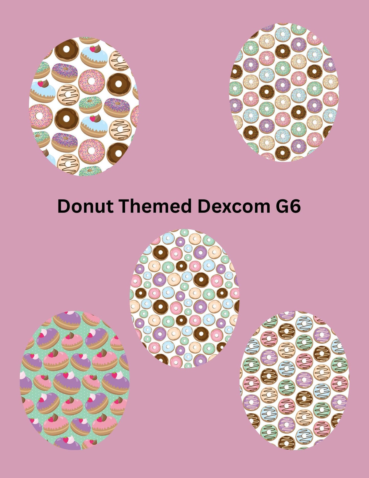 Donut CGM Sensor Cover Stickers: Dexcom G6, G7, Libre 2, 3 (Set of 5)