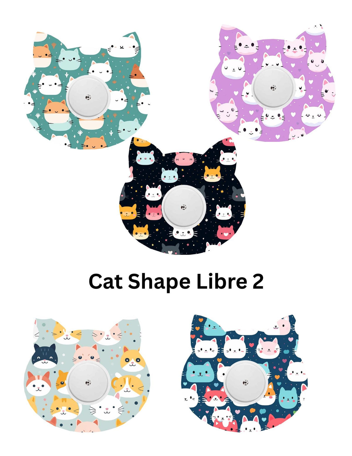 Cat Face Dexcom G7 CGM Patches, Style Pack