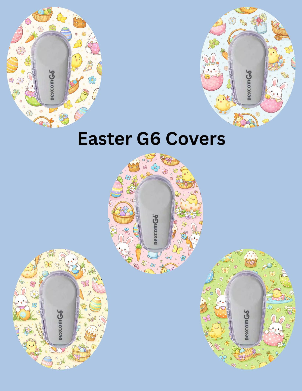 Easter Bunny Chicks CGM Patches, Dexcom G7, Libre 3, Omnipod, Pack of 5