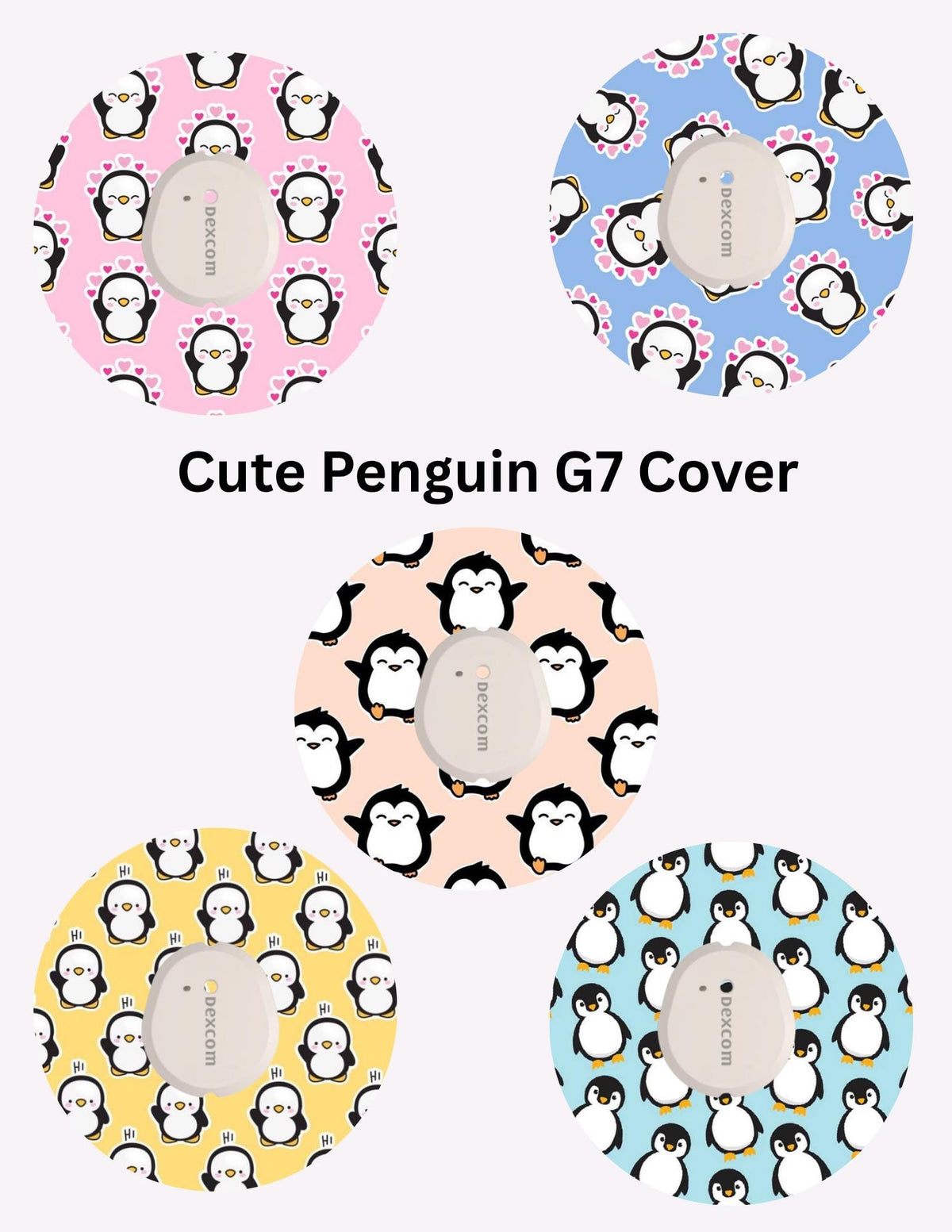 Pastel Penguin CGM Cover: Dexcom, Libre, Omnipod - 5 Pack