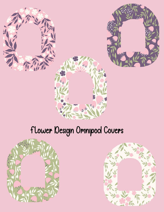 Green, Pink, Purple Floral Omnipod Covers Set of 5