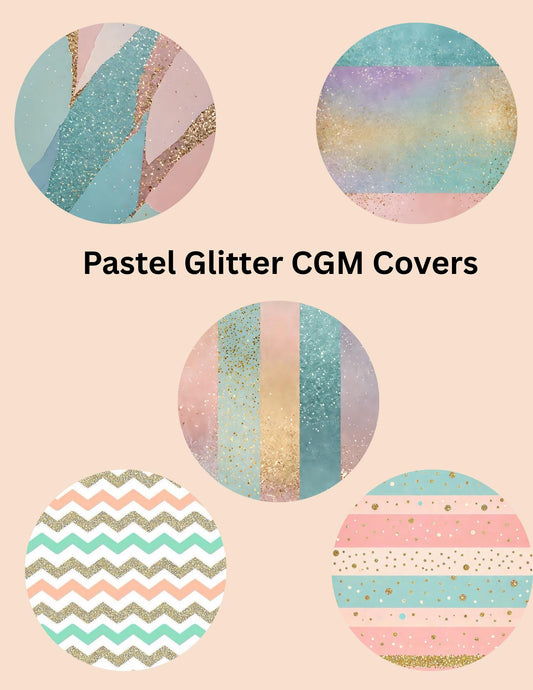 Pastel Glitter CGM Patches, Dexcom G7, Libre 3, Omnipod Cover, Pack of 5