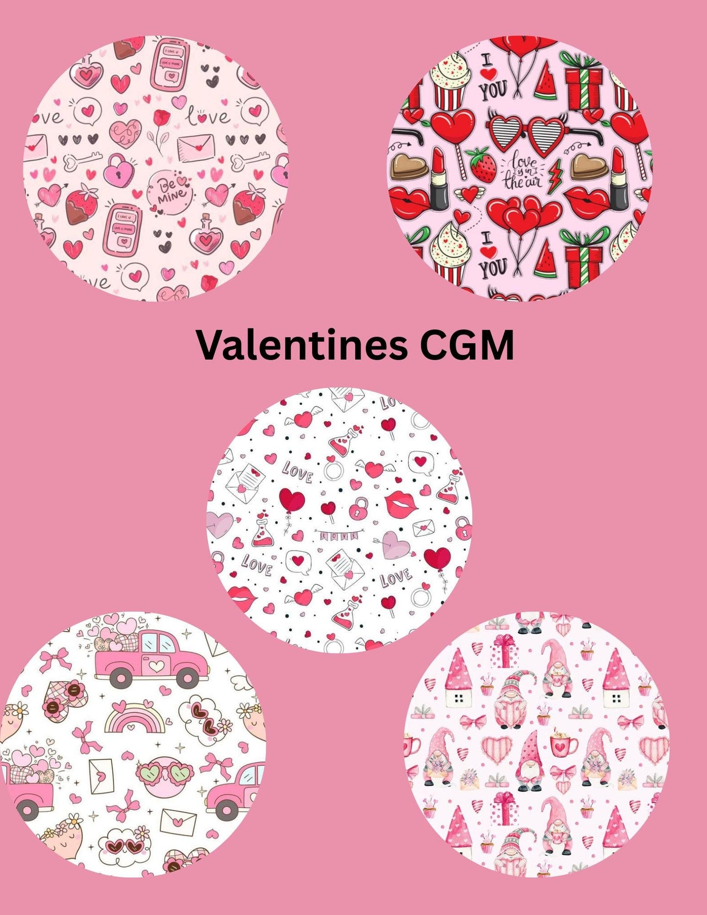 Valentines Day CGM Patches, Dexcom G7, Libre 3, Omnipod Cover, Pack of 5