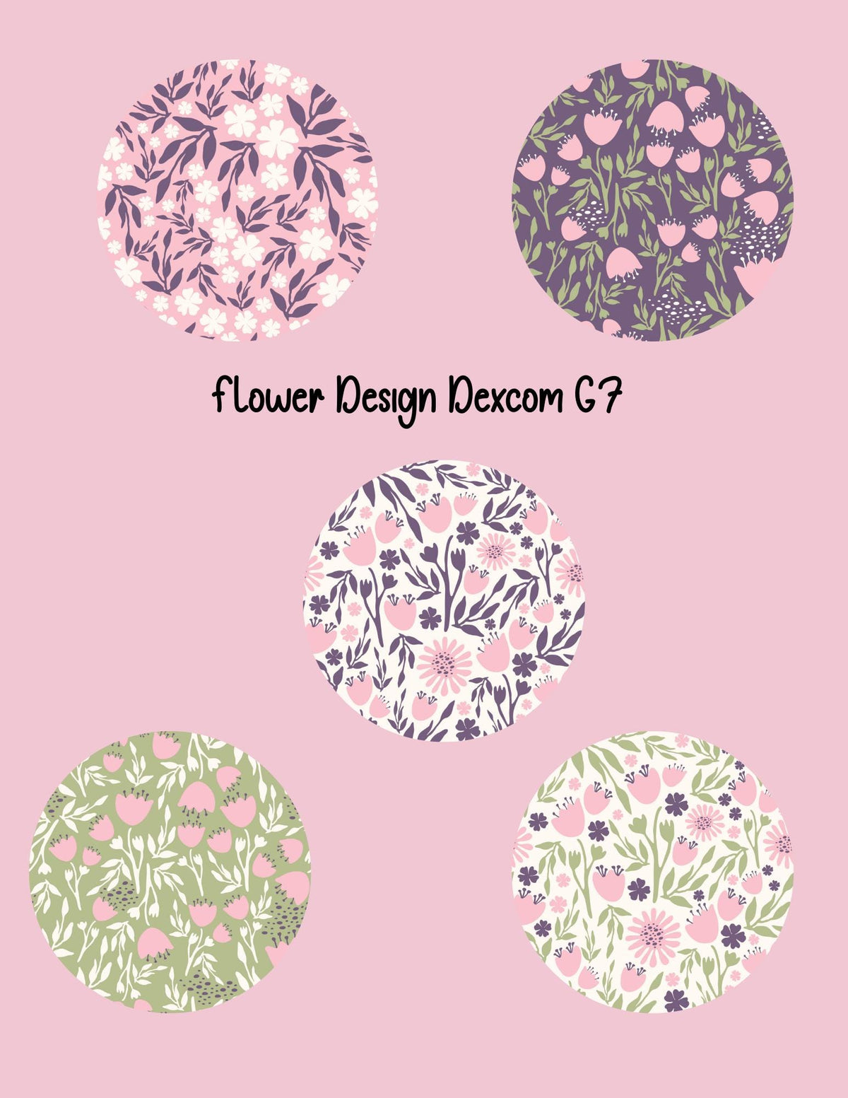 Floral Dexcom CGM Cover Patches, Flower Shape, Style Pack