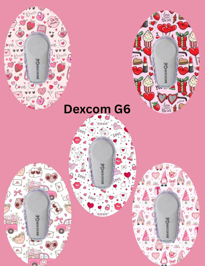 Valentines Day CGM Patches, Dexcom G7, Libre 3, Omnipod Cover, Pack of 5
